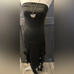 Sexy Black Bodycon Strapless Dress - Size S